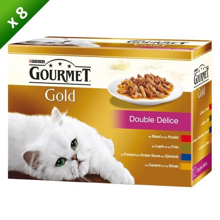 Meilleurs prix pour GOURMET Gold Double Délice Multivariétés - Pour chat adulte - 12x85 g (x8)