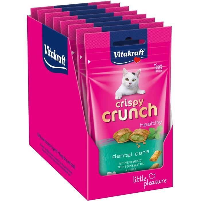 VITAKRAFT Crispy Crunch Dental Friandise pour chat avec de la menthe poivrée - Lot de 8x60g VITAKRAFT Crispy Crunch Dental Friandise pour chat avec de la menthe poivrée - Lot de 8x60g