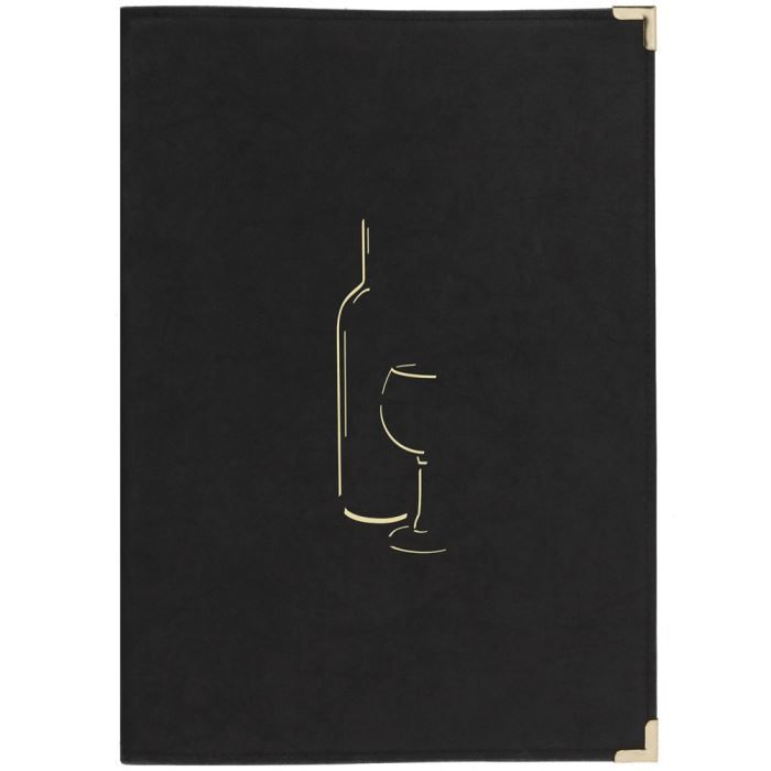 Carte des vins A4 noire 2 doubles inserts