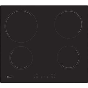 PLAQUE VITROCÉRAMIQUE  Plaque de cuisson vitrocéramique CANDY CH64CCB - 4 foyers - L 56 x P 49 cm - Revêtement verre noir