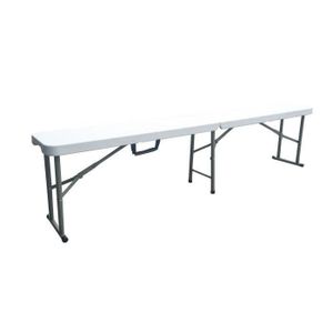 BANC D'EXTÉRIEUR Banc pliable pour table de réception 180 cm -  Structure acier et assise  Polyéthylène PEHD - Blanc