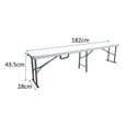 Banc pliable pour table de réception 180 cm -  Structure acier et assise  Polyéthylène PEHD - Blanc-3