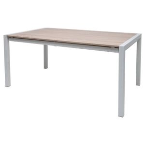 TEXAS Table à manger extensible de 6 à 10 personnes - Décor chêne - Pieds métal blanc - L 160/200/240 x l 90 x H 76 cm TEXAS Table à manger extensible de 6 à 10 personnes - Décor chêne - Pieds métal blanc - L 160/200/240 x l 90 x H 76 cm