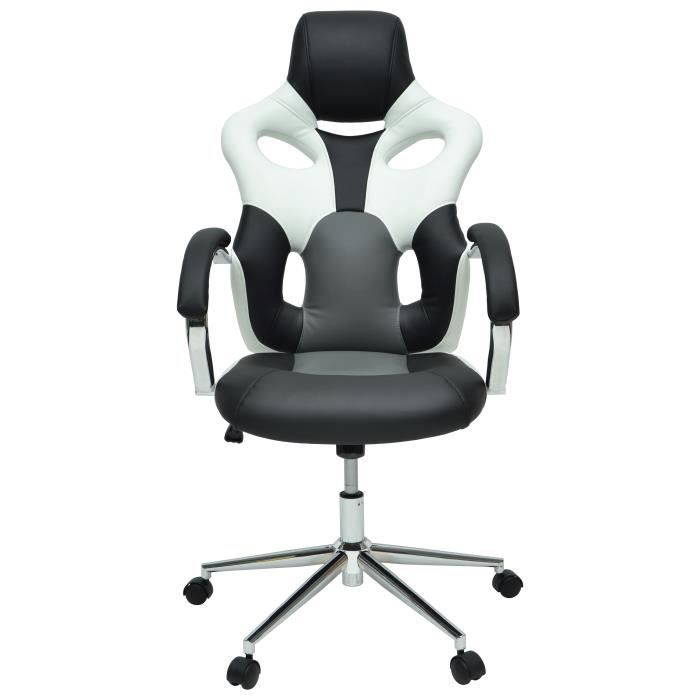 Mask Fauteuil De Bureau Simili Noir Blanc Et Gris