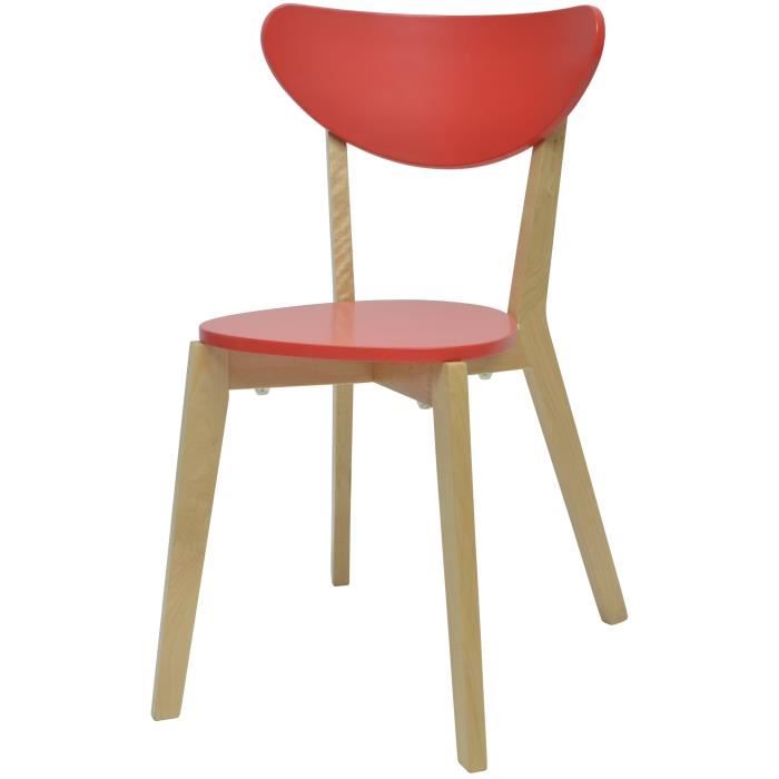 L 37,5 x P 39,5 cm Scandinave SMILEY Lot de 2 chaises de salle a manger en bois coloris bois naturel et blanc