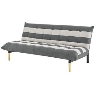 LINA Banquette Clic-Clac 3 places contemporain capitonné - Tissu bicolore gris - L 189 x P 95 x H 86 cm