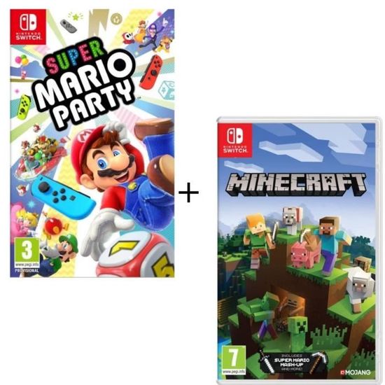 Pack  2 jeux Switch : Super Mario Party + Minecraft