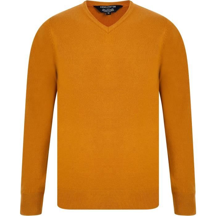 Pull Col V Toucher Cachemire Jaune Moutarde Homme Jaune Moutarde Cdiscount Pret a Porter