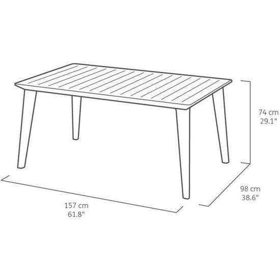 Allibert Jardin Table Lima 160cm 6 Personnes Design Contemporain