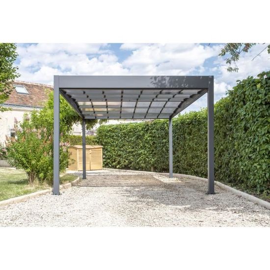 Carport en aluminium TRIGANO LIBECCIO 15,80 m² - Gris anthracite