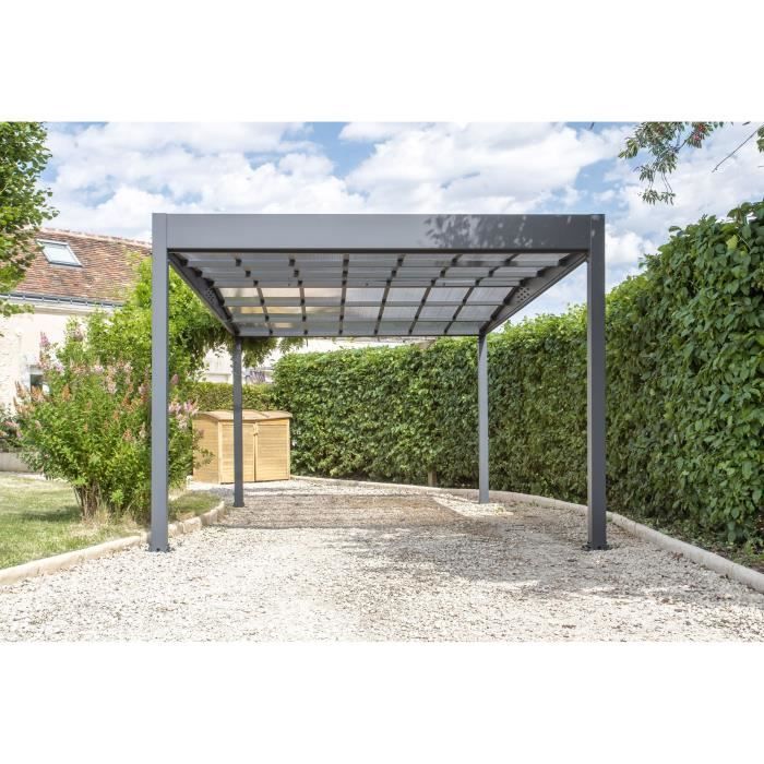 TRIGANO Carport LIBECCIO en aluminium 15,80 m² - Gris anthracite