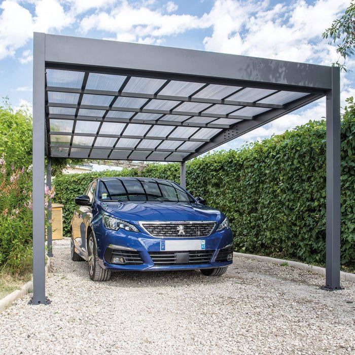 Carport en aluminium TRIGANO LIBECCIO 15,80 m² - Gris anthracite