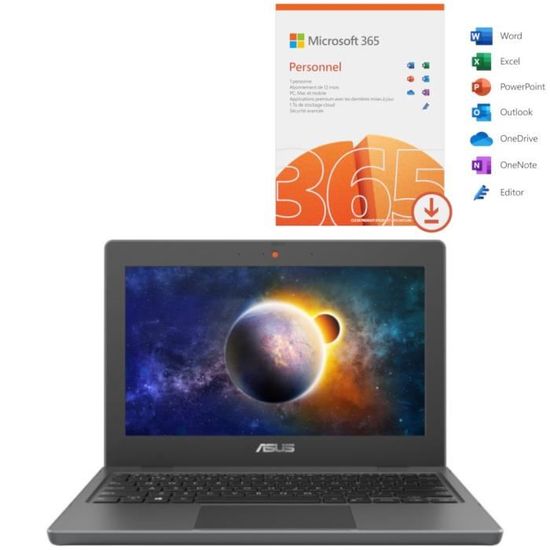 PC Portable ASUS ExpertBook BR1100CKA-GJ0387RA - 11,6" HD - Celeron N4500 - RAM 4Go - Stockage 64Go - Win 10 Pro Academic + Office