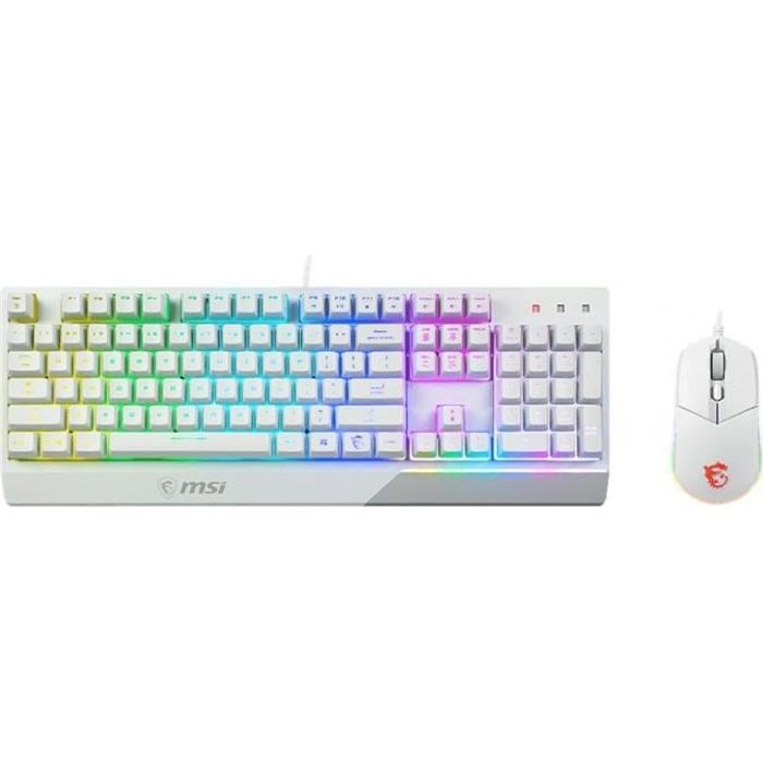 Clavier + Souris – AZERTY – MSI – Vigor GK30 Combo White FR – Rétroéclairé – Blanc