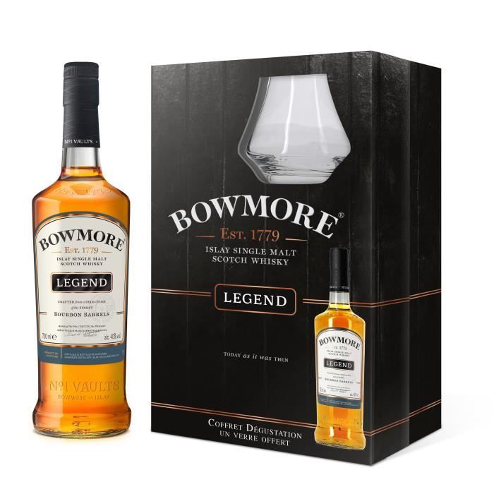 Bowmore Legend Islay single malt scotch whisky 40,0 Vol. 70 cl Coffret avec 1 verre