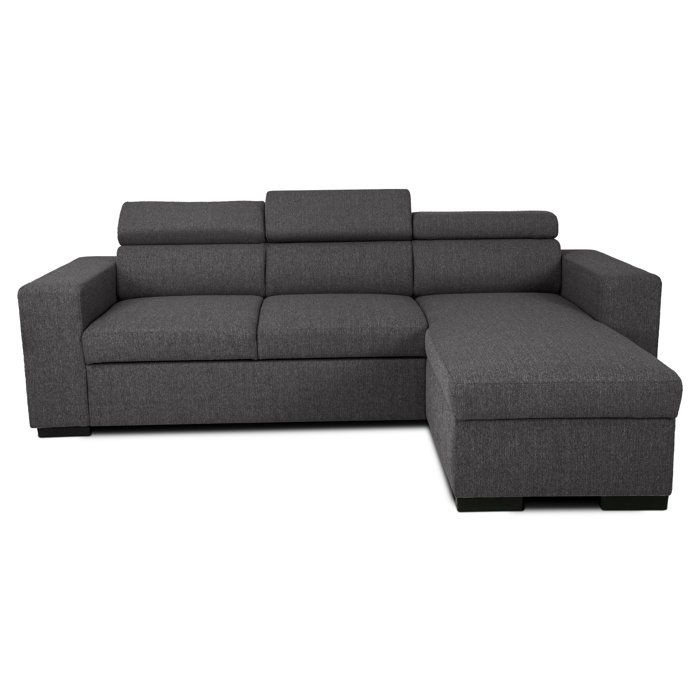 AUCUNE Canap&eacute; d&rsquo;angle convertible r&eacute;versible - 3/4 places - ACV REV COFFRE -tissu anthracite - L237xP167xH88- VICOMTE