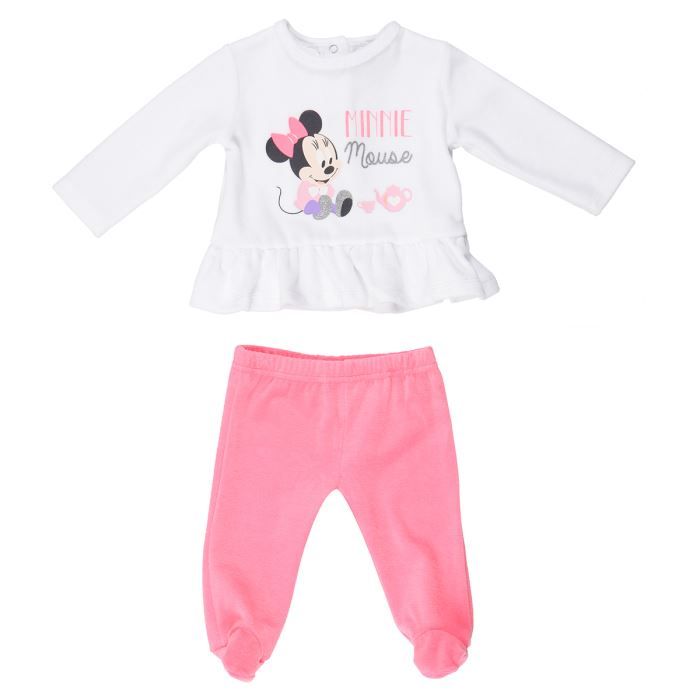 Minnie Pyjama Velours Bebe Fille Blanc Et Rose Cdiscount Pret A Porter