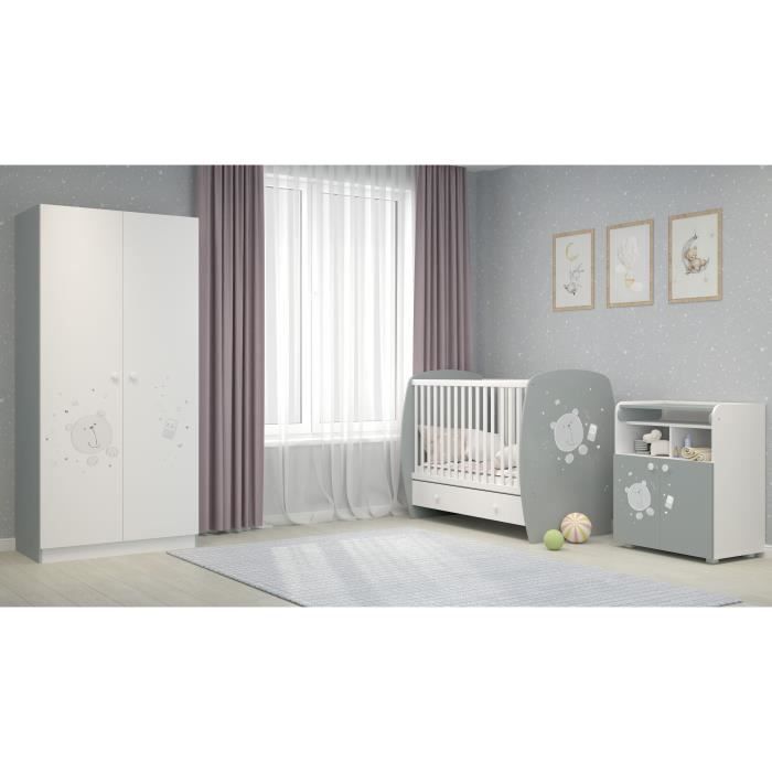 Ourson Teddy Chambre Bebe Complete Lit 60 1cm Armoire 2 Portes Commode 2 Portes Blanc Gris Cdiscount Puericulture Eveil Bebe Ourson Teddy Chambre Bebe Complete Lit 60 1cm Armoire 2 Portes Commode 2 Portes Blanc Gris Cdiscount Puericulture Eveil Bebe
