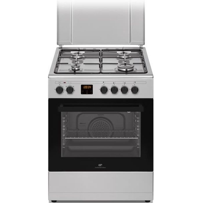 Cuisinière gaz CONTINENTAL EDISON CECG60FCS1 - 4 feux - L59,8 x P61 xH83cm-  Silver - Cdiscount Electroménager