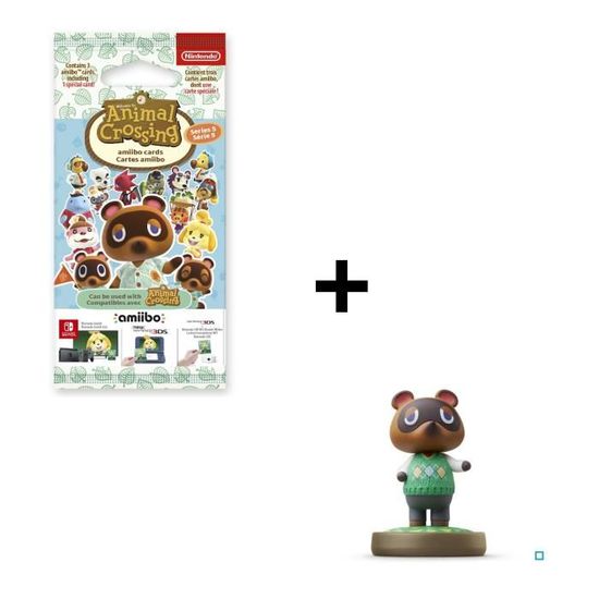 Pack : Figurine Amiibo Tom Nook Collection Animal Crossing + Animal Crossing - Carte Amiibo - Série 5