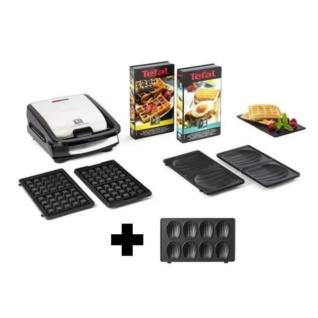 Pack Spécial : TEFAL - Gaufrier Snack Collection SW853D12 + Coffret 2 plaques mini madeleines XA8015