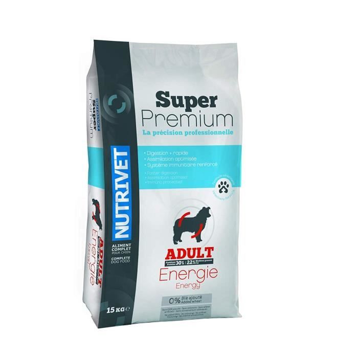 SUPER PREMIUM Croquettes chien adulte 30/22 chien actif 0% blé - 15 kg
