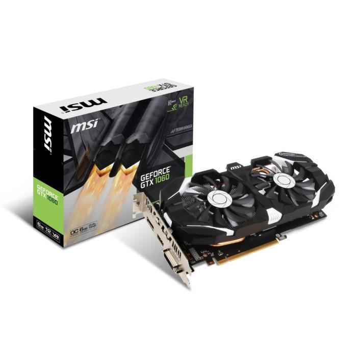 MSI GTX 1060 6GT OCV1 Carte graphique GF GTX 1060 6 Go GDDR5 PCIe 3.0 x16 DVI HDMI DisplayPort - vue 2