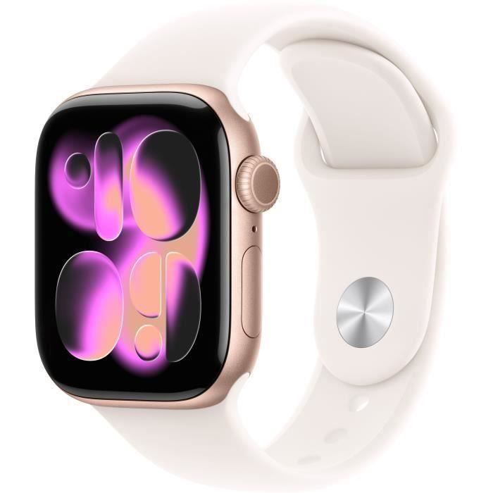 Apple Watch Series 11 GPS + Cellular - 42mm - Boîtier Rose Gold Aluminium - Bracelet Light Blush Sport Band - S/M