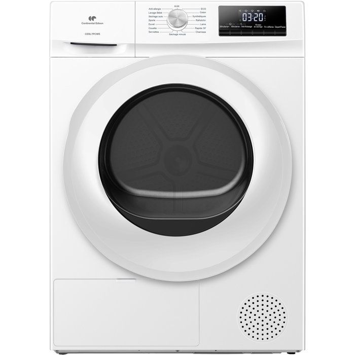 Sèche linge pompe à chaleur CONTINENTAL EDISON CESL7PCWE 7 kg 60 cm Classe E
