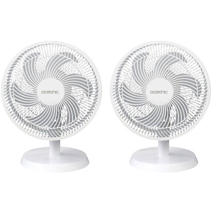 Pack de 2 Ventilateurs de Table OCEANIC – 35W, 3 Vitesses, Oscillant