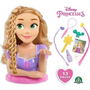 TÊTE À COIFFER Tête à Coiffer Deluxe Raiponce Disney Princesses - Accessoires Inclus - Pour Enfant de 3 Ans et Plus - Violet