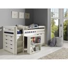 VIPACK Lit combiné mi-hauteur Charlotte 90x200 cm avec bureau et rangements - Blanc - PINO