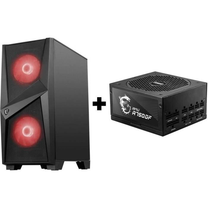 MSI BOITIER PC MAG 100M Noir Verre trempé Format ATX + MSI Alimentation PC MPG