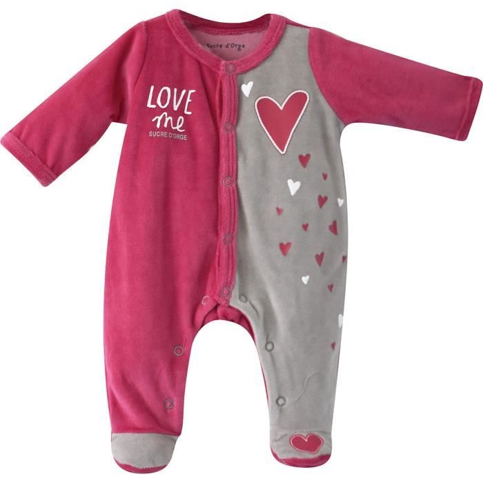 Pyjama bébé Fille SUCRE D'ORGE - velours Fushia et Gris - Cdiscount  Puériculture & Eveil bébé