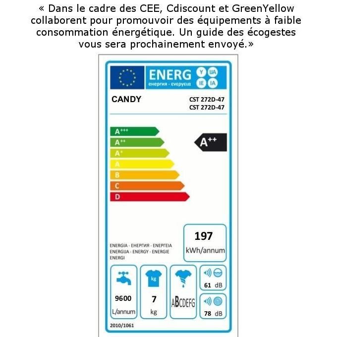  CST 272D-47 - Lave linge top - 7 kg - 1200 tours1
