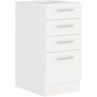 ATLAS Meuble bas 4 tiroirs - Décor blanc - L40 x P52x H82 - Plan de travail non inclus