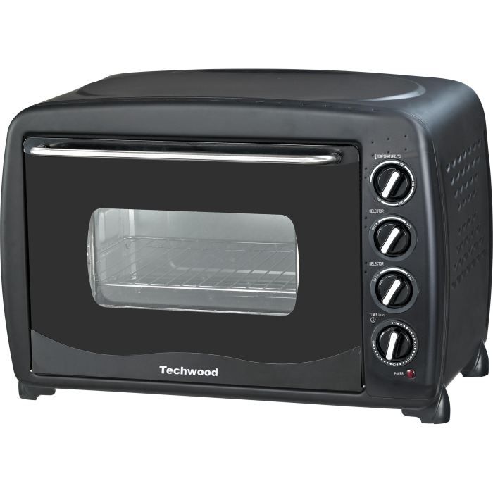 Four Électrique 26L Techwood - Tournebroche, Minuterie 60 Min, Thermostat 60-230°C - 1600W