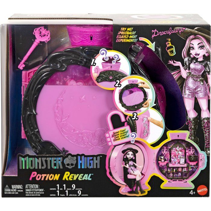 Poupée surprise - MONSTER HIGH MATTEL - Potion secrète Draculaura - Accessoires - Transformation