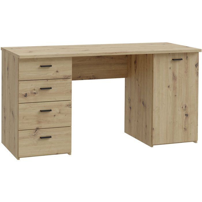 Bureau droit - GOLDSBORO - Chêne artisan / Noir - 1452 x 60 x 753 cm