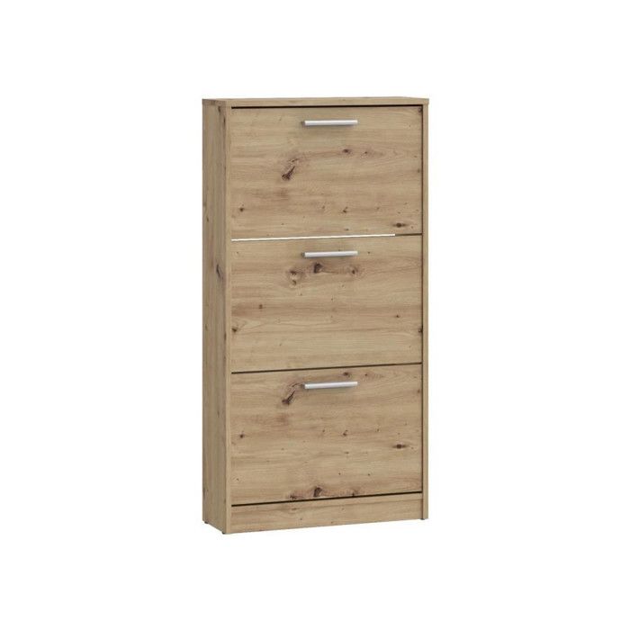 Meubles à chaussures - 6 paires - Décor Chêne - 3 abattants - L582 x P204 x H1155 cm - MAC