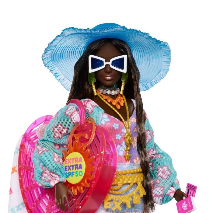 Barbie Plage – Poupée Mannequin Blonde En Maillot Rose – Avec Chapeau, Sac Et Accessoires – Dès 3 Ans