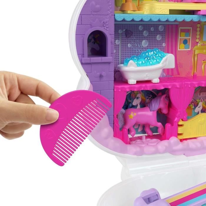 Polly Pocket Pollyville – Parc D’Attractions Arc-en-Ciel Avec 3 Manèges, 2 Poupées, 2 Licornes Et 25 Surprises