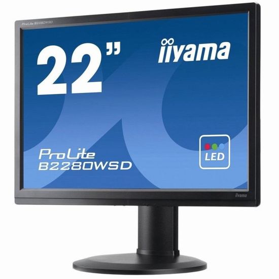 IIYAMA Ecran LED ProLite B2280WSD1 - 22" - 1680 x 1050 - Dalle TN - DVID - VGA - Noir