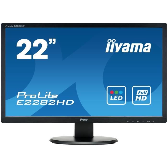 iiYama E2282HD-B1 - Ecran ProLite 22 Full HD - Dalle TN - 5 ms - DVI / VGA - Iiyama