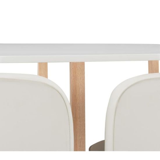 l100 x l. Générique Lund Ensemble Table a Manger 4 Personnes en métal décor Chene Plateau Blanc 4 chaises Simili Blanc scandinave