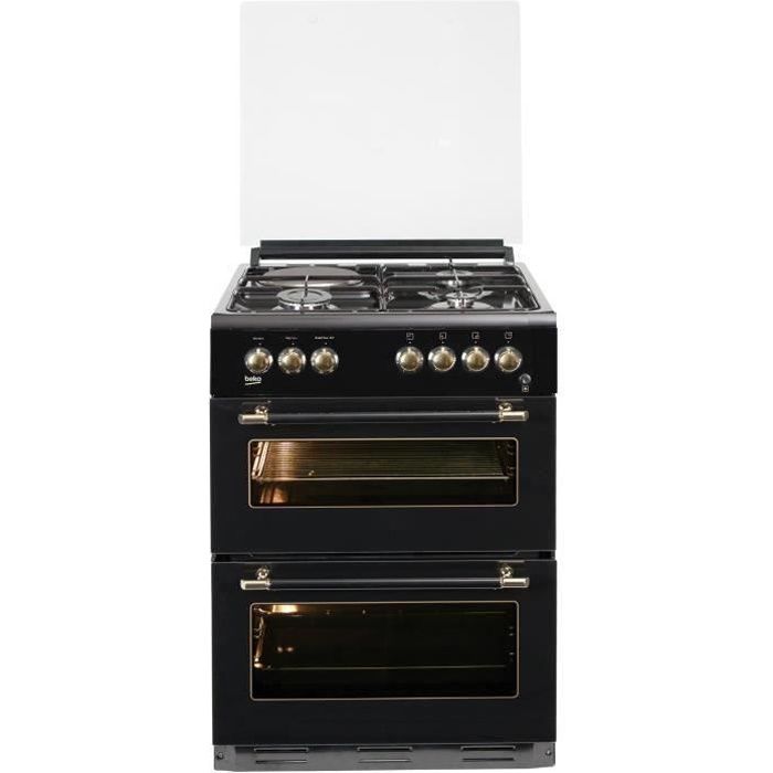 BEKO FDF63110DBR - Cuisinière table mixte gaz / électrique - 4 zones - Double four électrique - 49 L - 38 L - A - L60 x H 85 cm