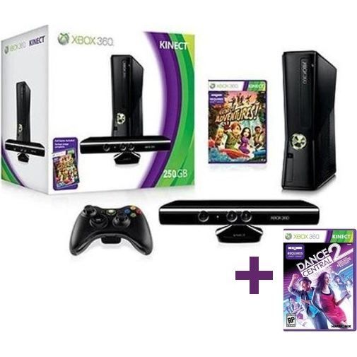 XBOX 360 250 Go + KINECT + DANCE CENTRAL 2 - Microsoft Oem
