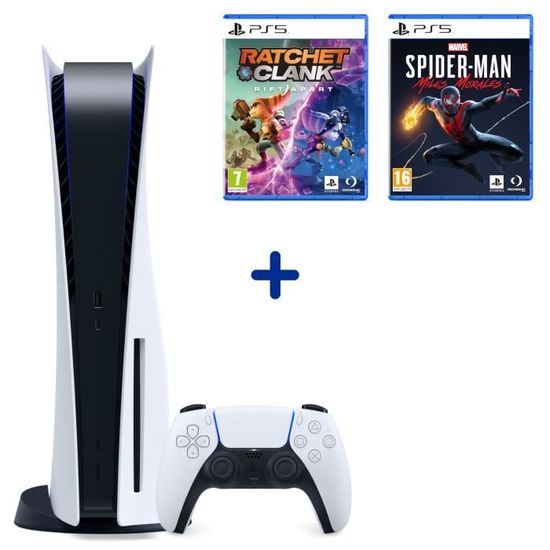 Pack : PS5 Standard Edition 825Go + Ratchet&Clank: Rift Apart + Spider-Man Miles Morales