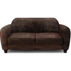 IAMS CHIEN Canapé Club droit fixe 3 places IKÄINEN- Tissu marron effet vieilli - Vintage - L 176 x P 90 cm - FINLANDEK