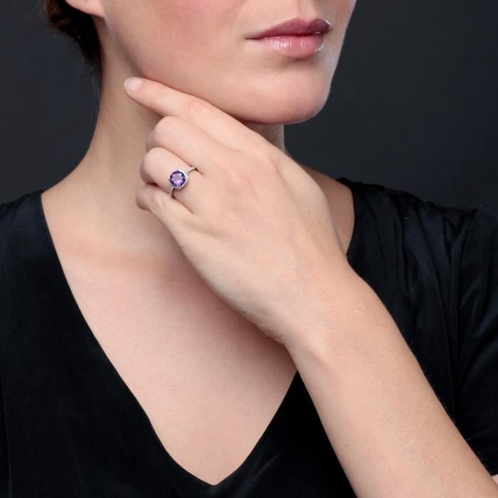 LE DIAMANTAIRE Bague Or Blanc 375 Diamants et Amethyste Femme Argente Achat Vente bague anneau LE DIAMANTAIRE Bague Or Blanc 375 Diamants et Amethyste Femme Femme Adulte Or blanc Argente Amethyste Dia...